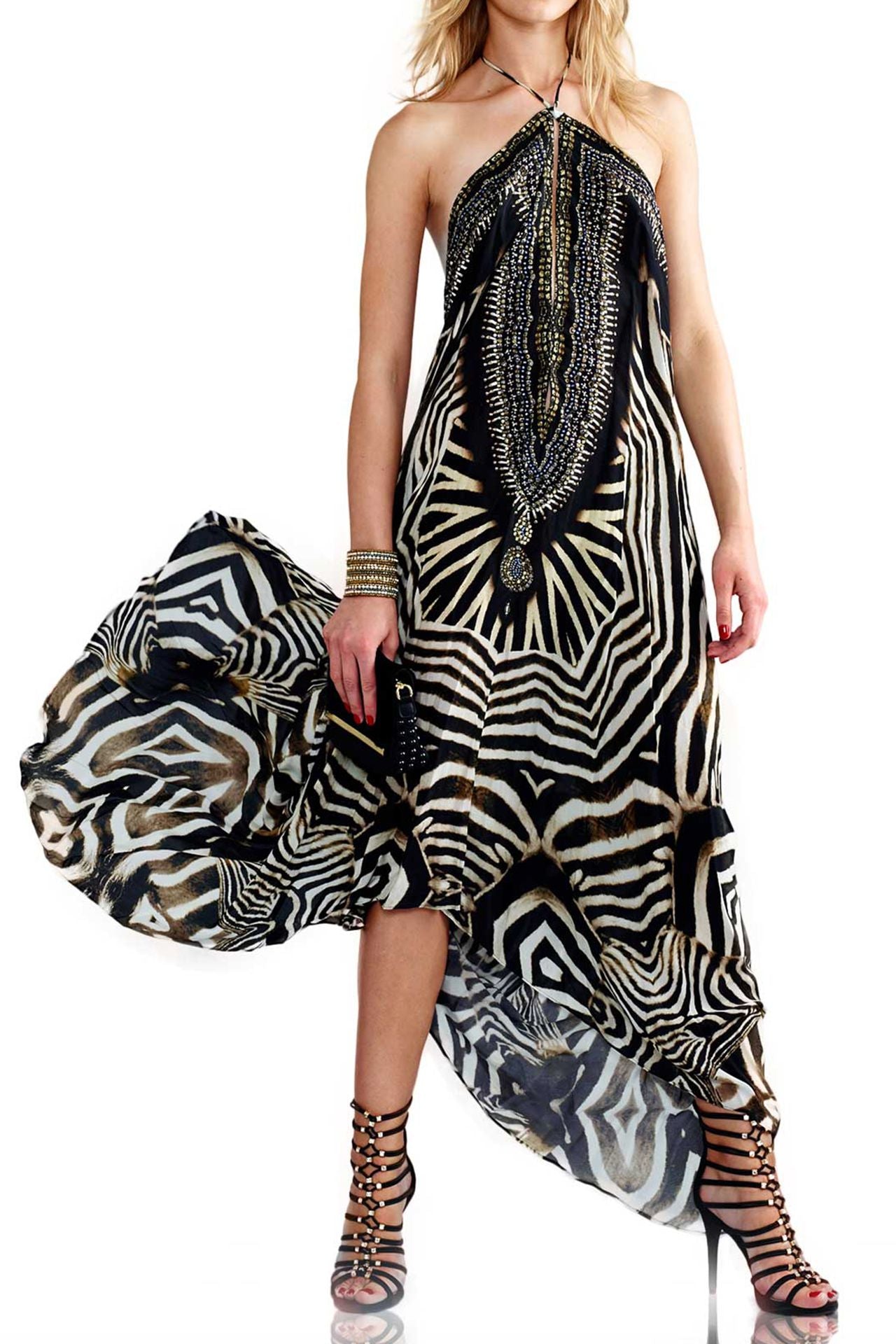 African Print Multiway Convertible Maxi Dress With Slit