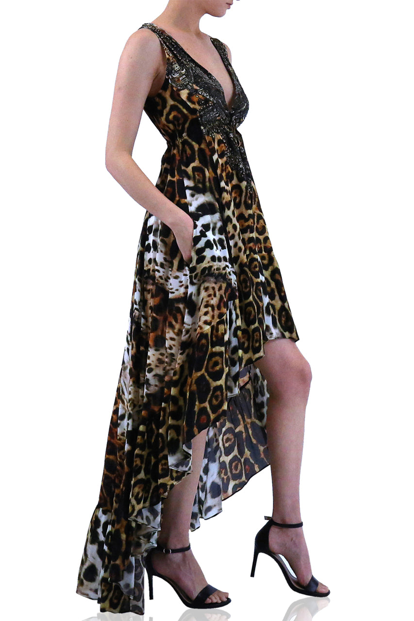 Leopard high low dress best sale