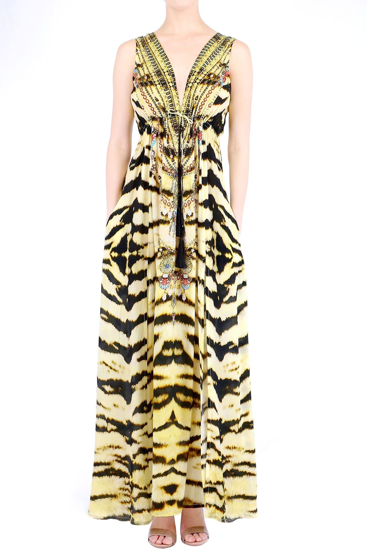 Yellow Zebra Print Prom Dresses