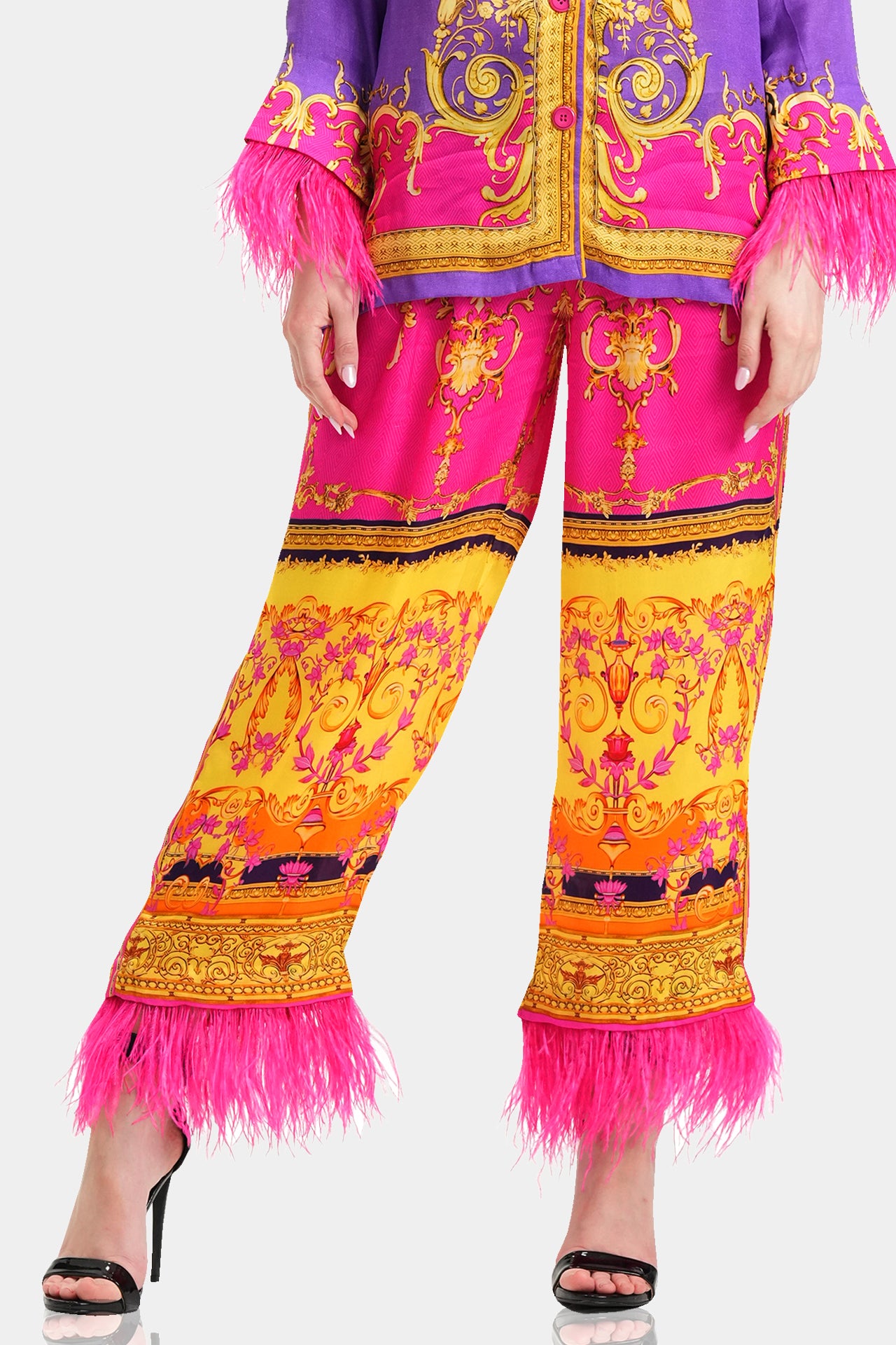 Designer Wide Leg Pants : Printed Pants for Women { Loungewear Silk Pants}  – Shahida Parides