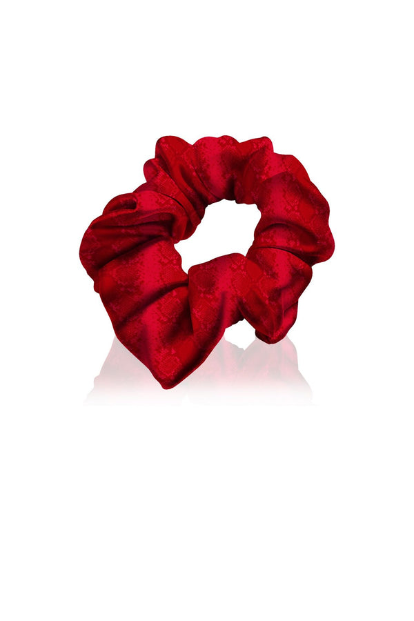 Designer Scrunchie Made With Cupro Vegan Silk in Blood Stone