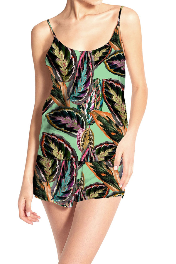 Leaf Print Cami Top in Green