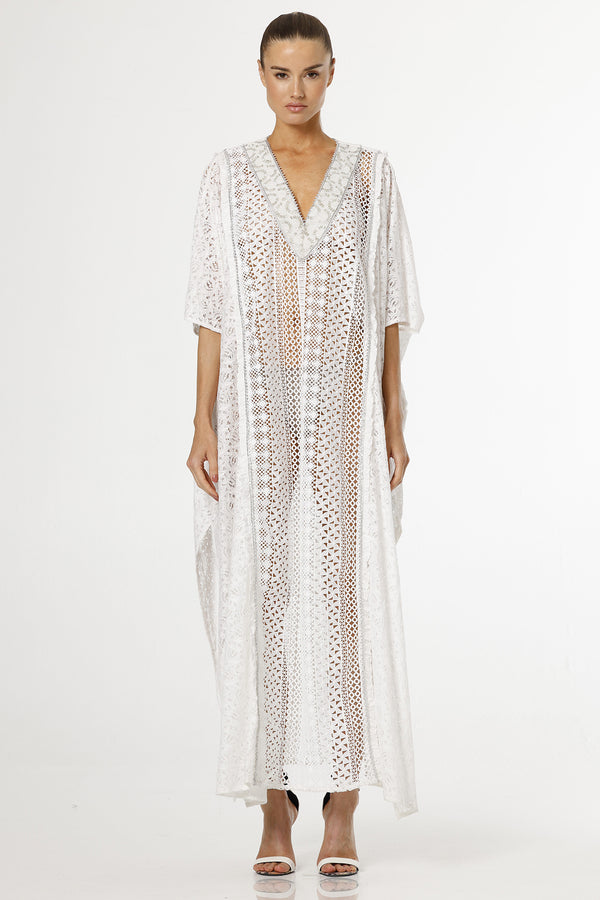 Cotton Kaftan Dress in White