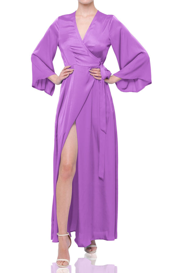 Sustainable Silk Wrap Dress in African Violet