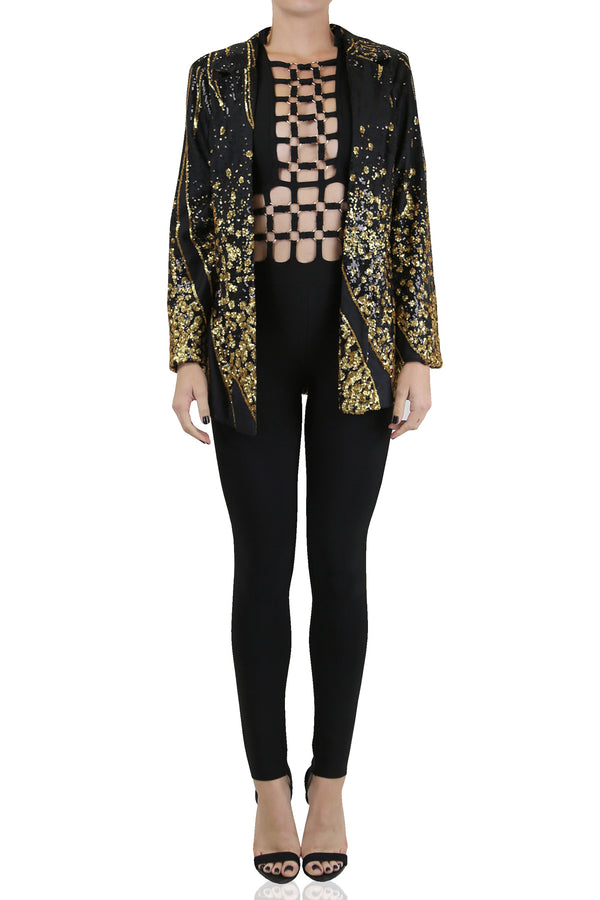 Black & Gold Jacket With Sequins