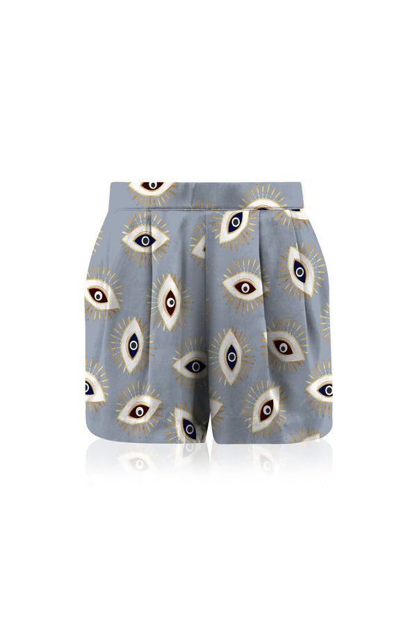 Made with Cupro Vegan Organic Silk Shorts in Evil Eye