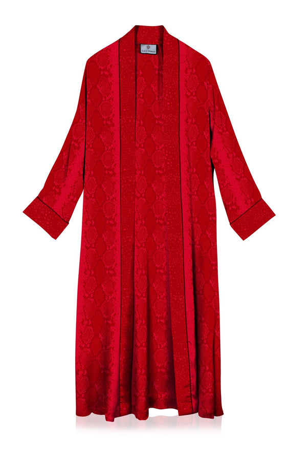 Biodegradable  Sustainable Silk  Long Robe Dress in Blood Stone