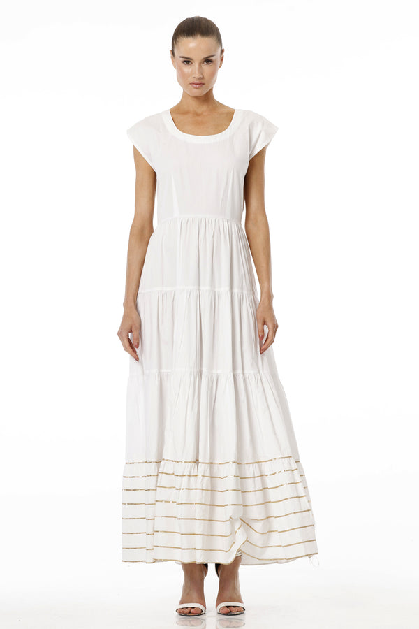 White Cotton Maxi Dress for Women