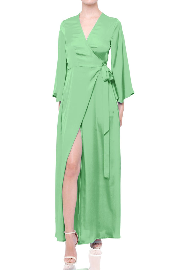 Mint Wrap Dress in Sustainable Silk