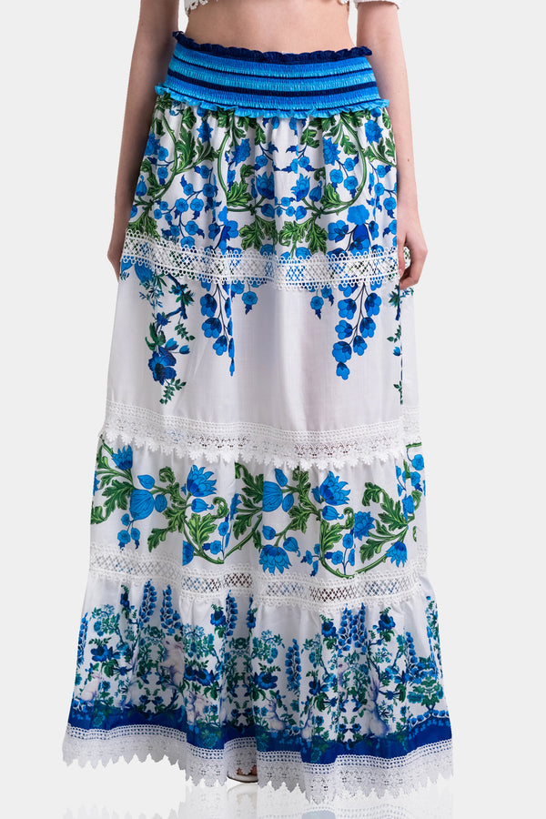 Floral Print Maxi Skirt in Cotton