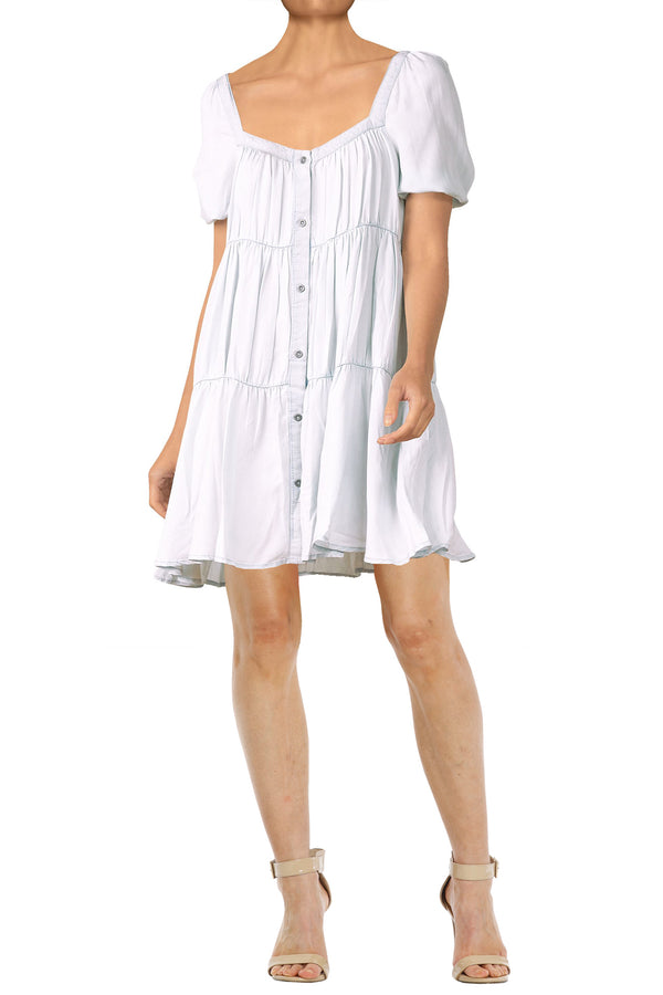 Half Sleeve Short Dress in Solid White