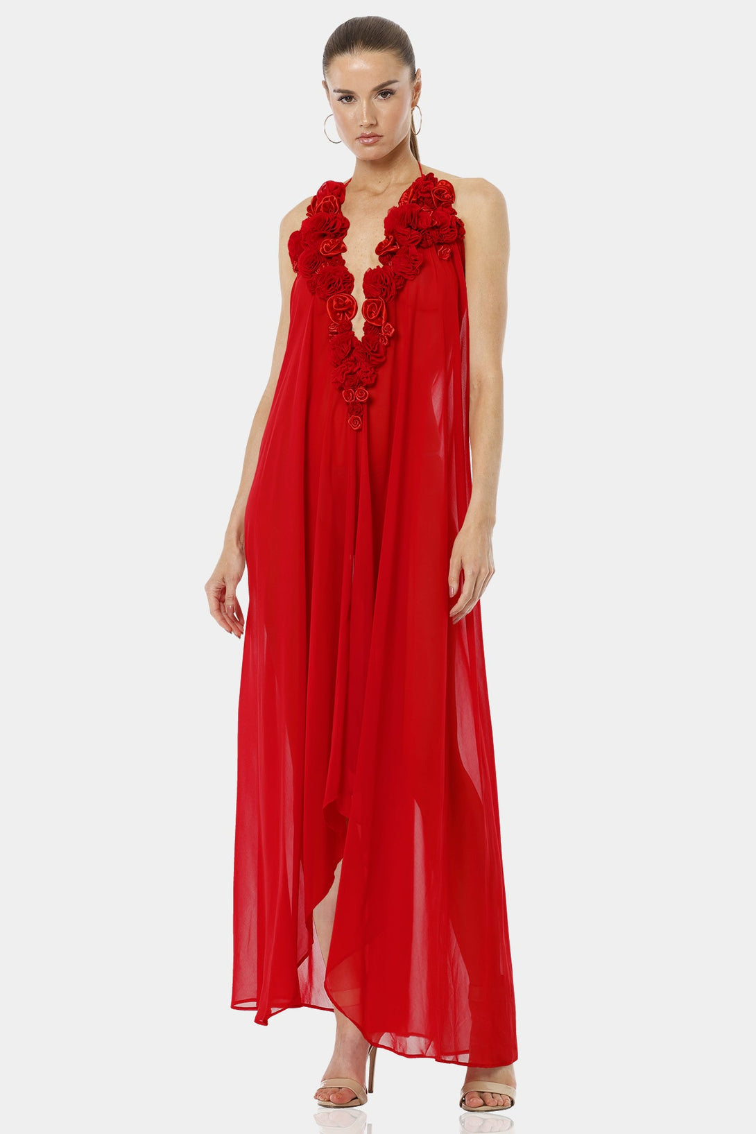 Shahida Parides,
dress maxi red,
and red maxi dress,
3d rose dress,