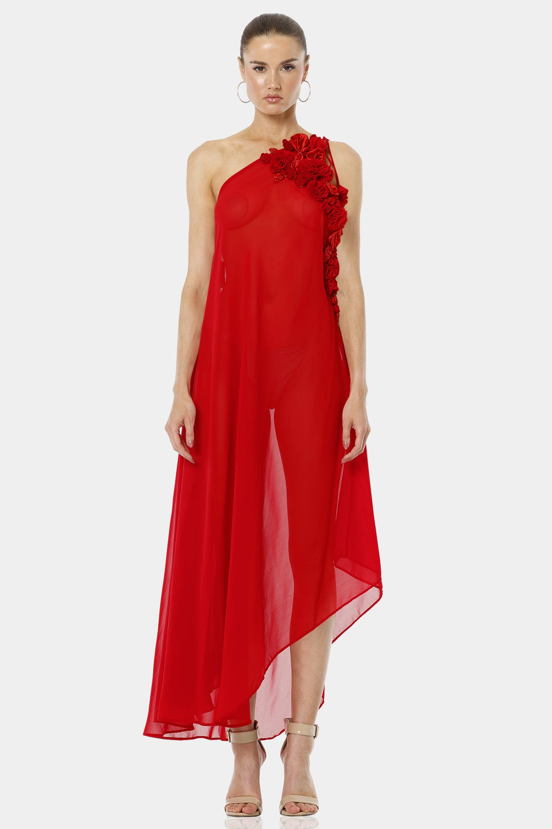 Shahida Parides,
red color maxi dress,
party wear maxi dress,
party wear dress for women,