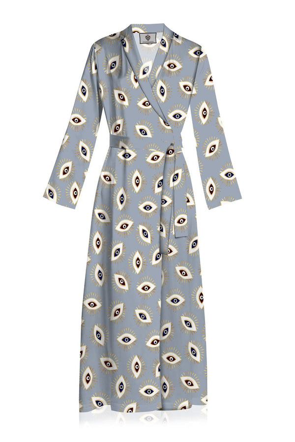 Evil Eye Grey Belted Robe Dress