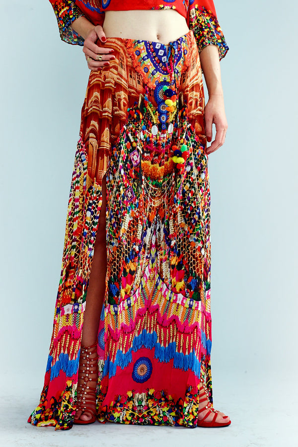 Heritage Print Long Maxi Skirt