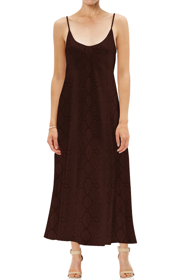 Camisole Midi Slip Dress in Brown