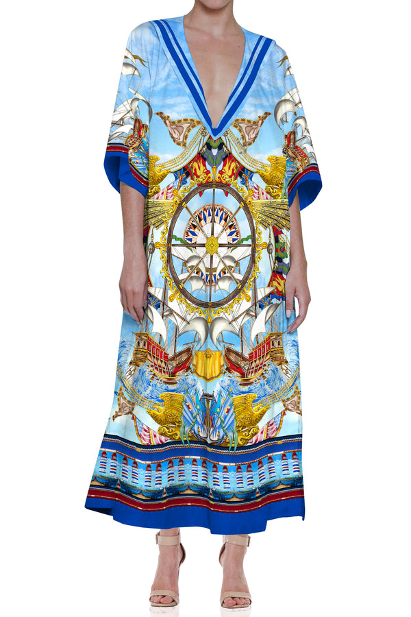 Nautical Flair, Shahida Parides,
designer maxi dress,
Printed Maxi Dress,
V-neck dresses,