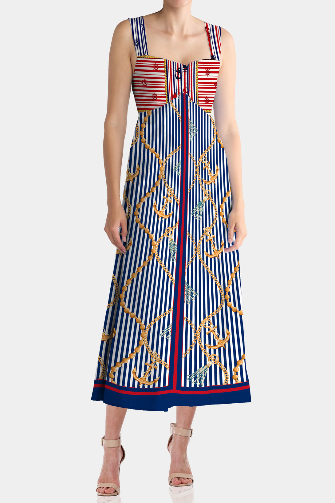 Nautical Stripes, 
Shahida Parides,
midi dresses for women,
sleeveless dresses,