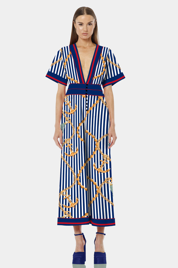 summer jumpsuit,
short sleeve jumpsuit,
sexy jumpsuits for women,
Shahida Parides, Nautical Stripes,