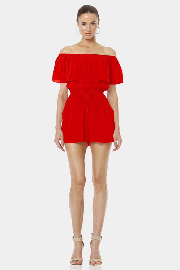 Serenity Red Lava Mini Off Shoulder Dress