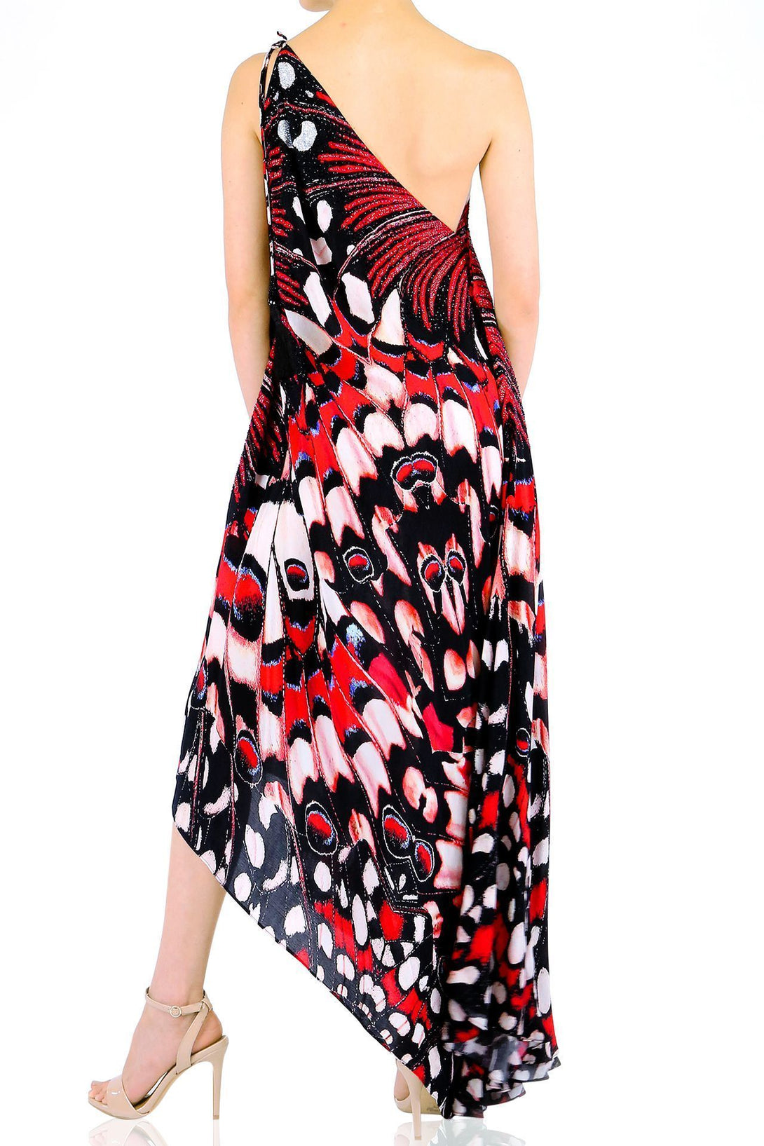  red long dress, formal dresses for women, Shahida Parides, plunging neckline cocktail dress,