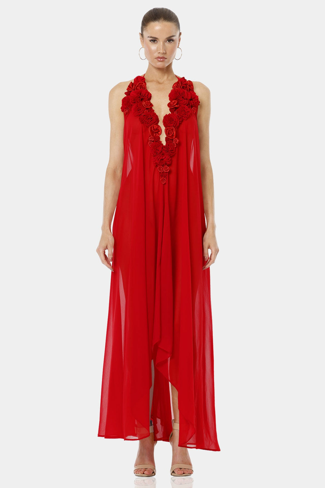 and red maxi dress,
3d rose dress,
3d flower dress,
Shahida Parides,