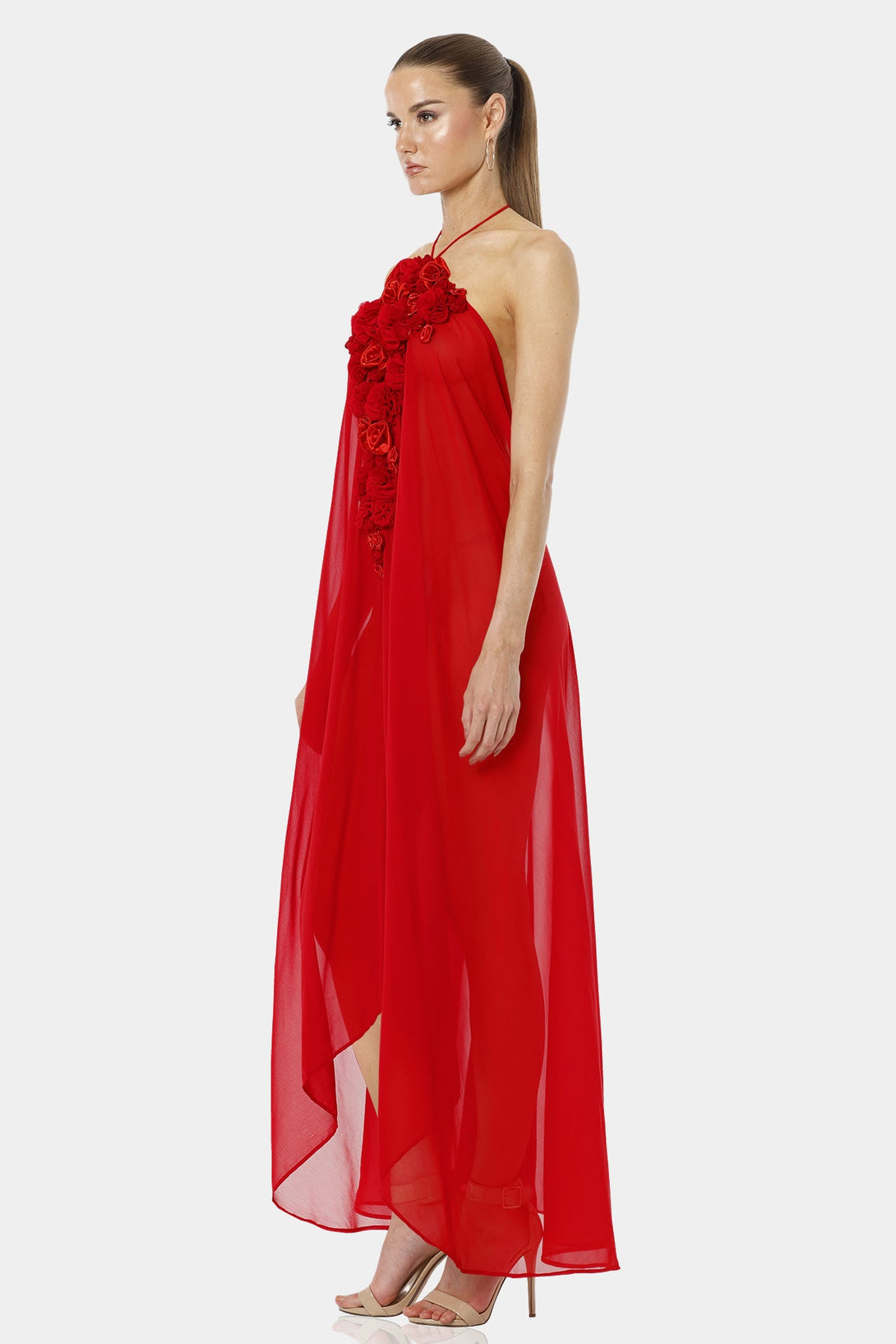 Shahida Parides,
sexy party wear dress,
see through maxi dress,
red maxi dress,