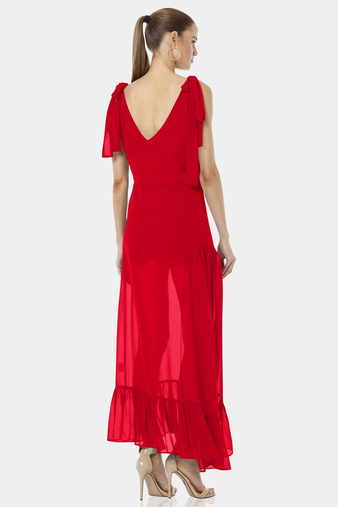 Shahida Parides,
sheer maxi dress,
sheer dress red,
see through maxi dress,