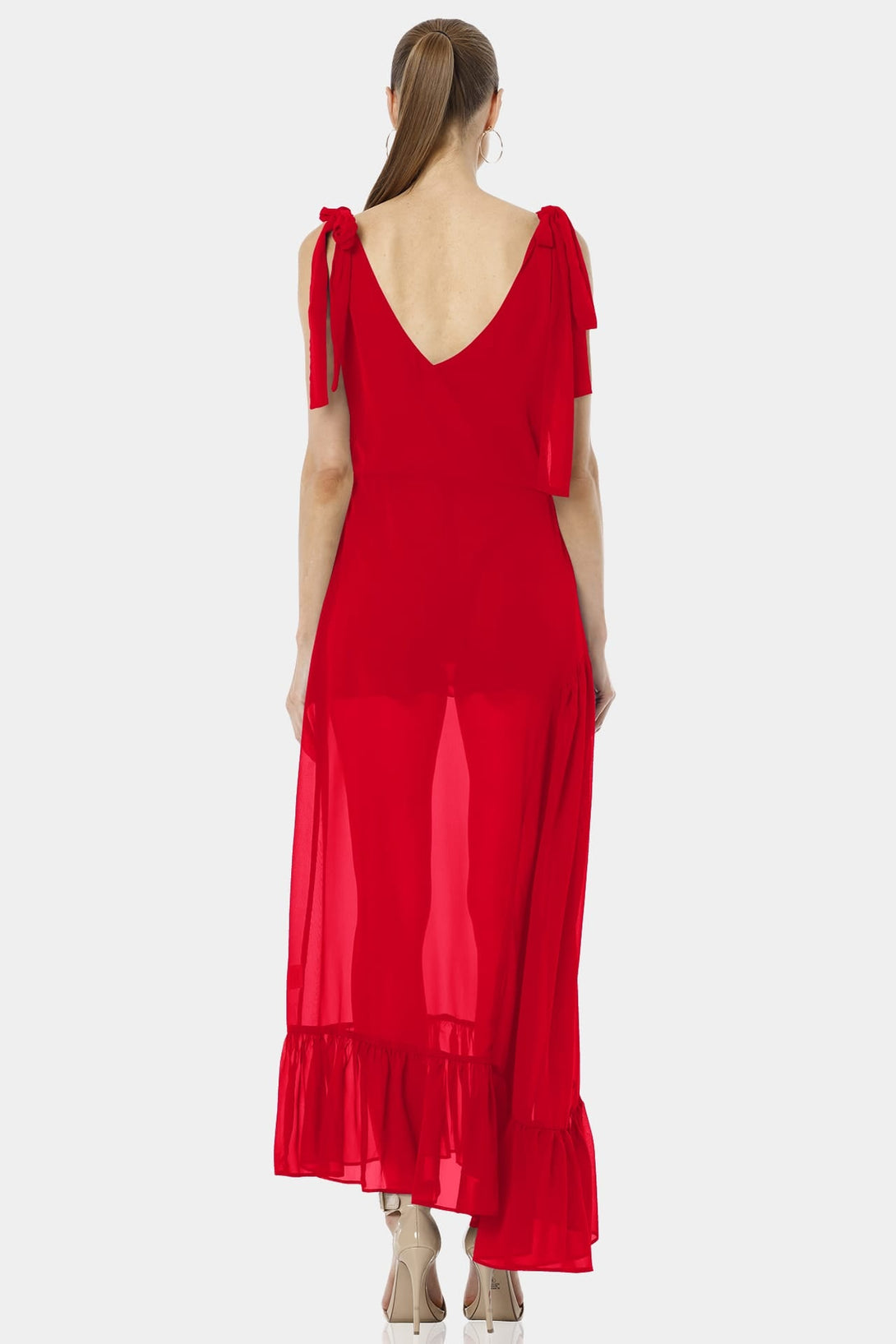 Shahida Parides,
sheer maxi dress,
sheer dress red,
see through maxi dress,