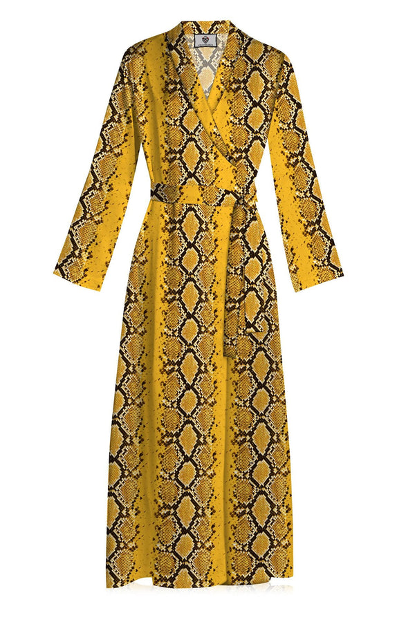 Golden Cob  Long Wrap Dress Made With Vegan Silk