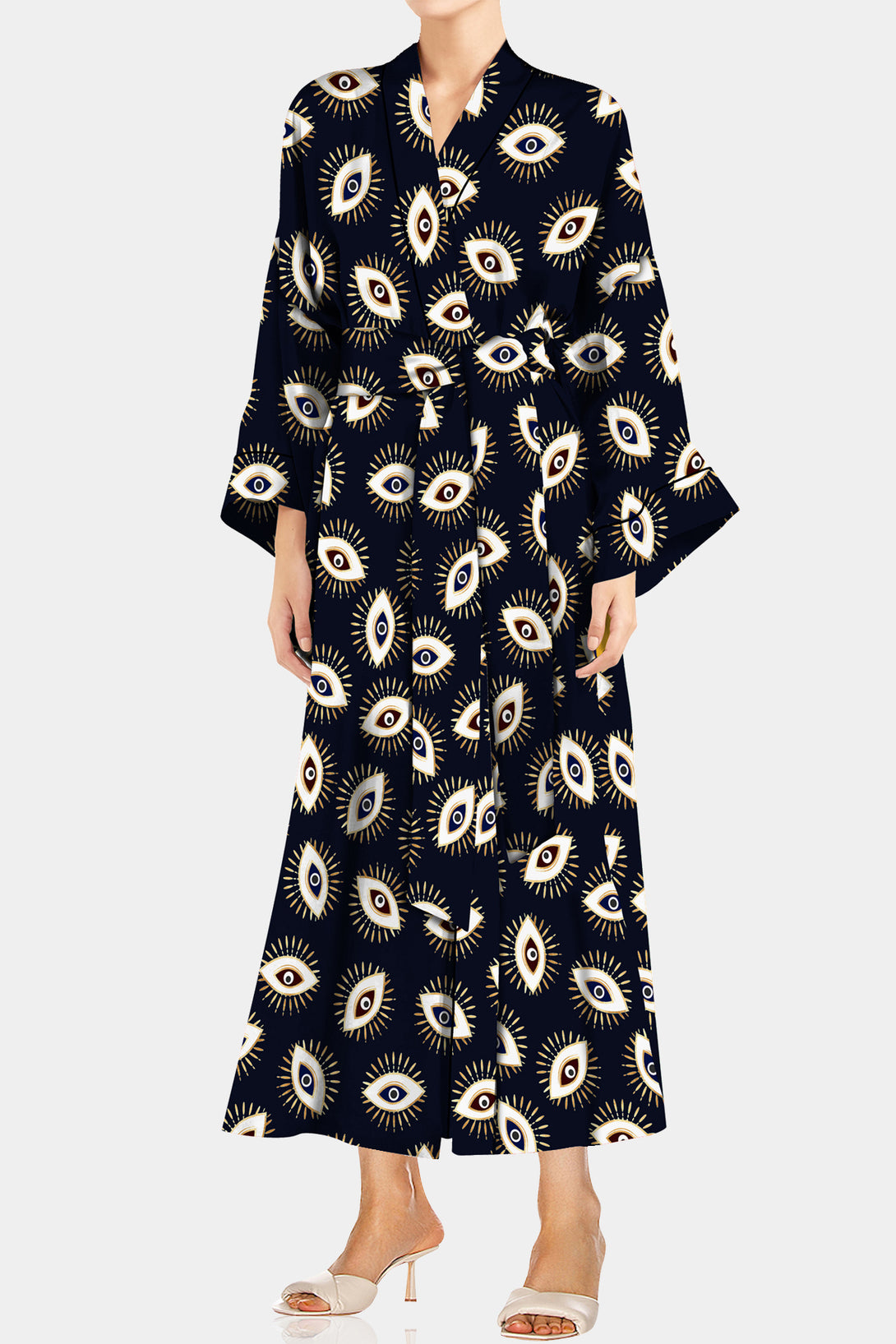 sexy black robe, Kyle X Shahida, kimono midi dresses, women's midi kimono,