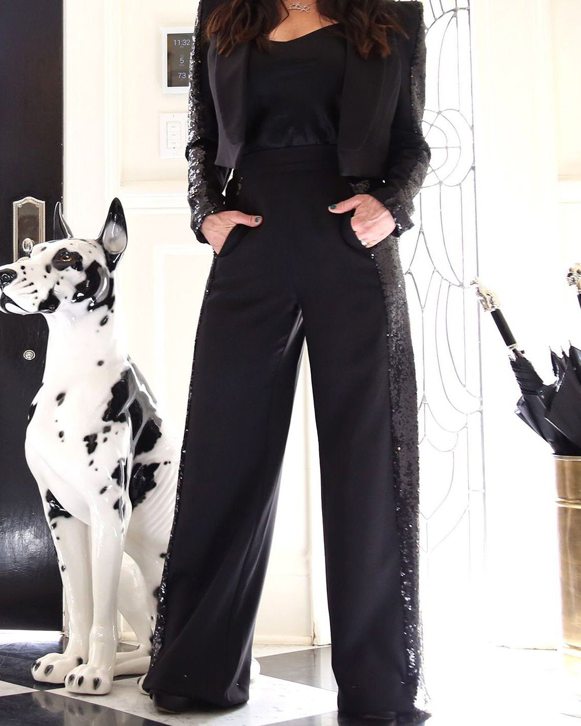 Ladies sequin trouser outlet suits