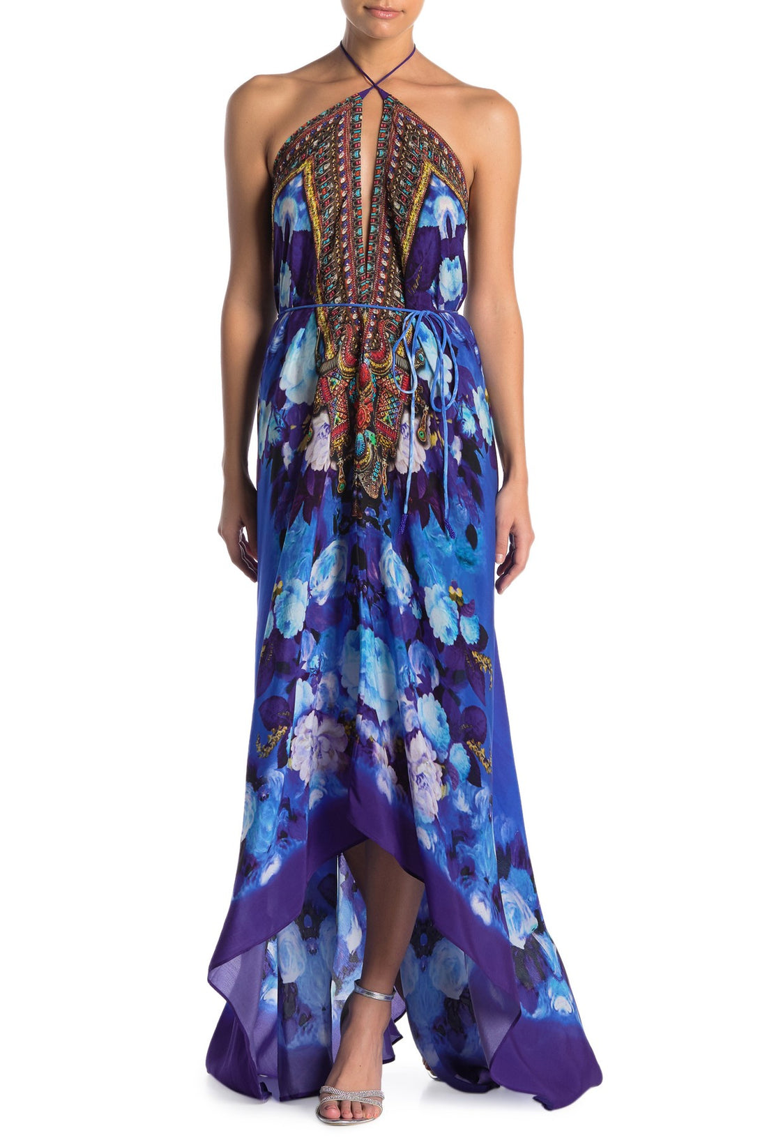  blue dress for women, long silk dress, Shahida Parides, halter maxi dress, long flowy dresses,