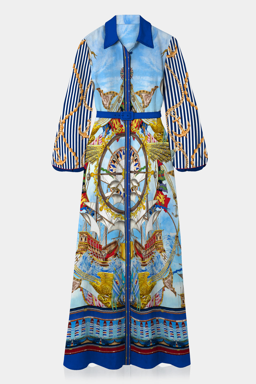 Nautical Flair,
maxi dress, Shahida Parides,
long sleeve dress,
printed dress,