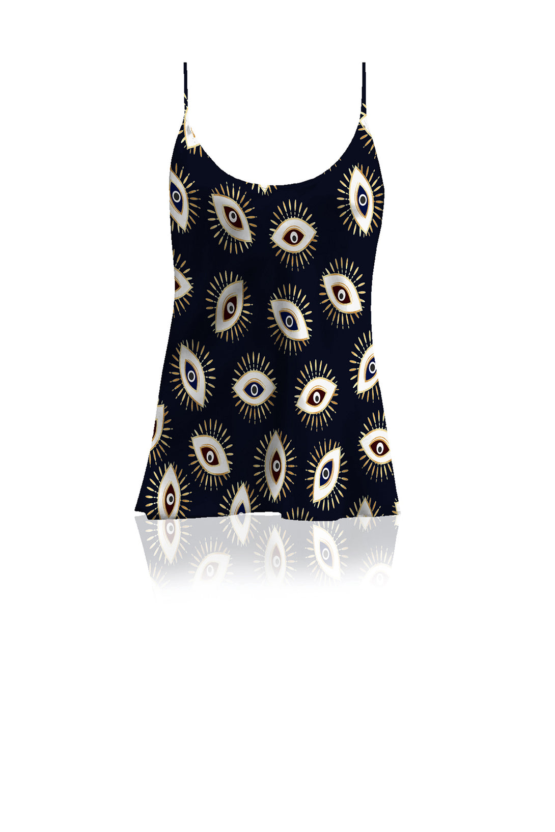 Kyle X Shahida,
silk camisole,
sexy black cami,
printed camisole tops,