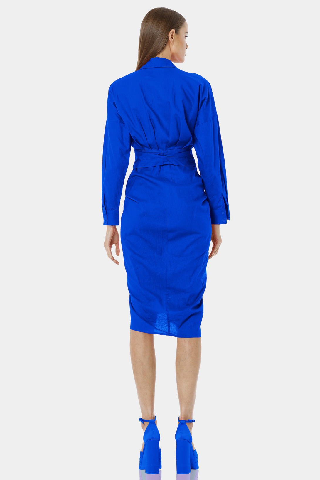 Shahida Parides,
midi dress royal blue,
dark blue midi dress,
midi shirt dress,