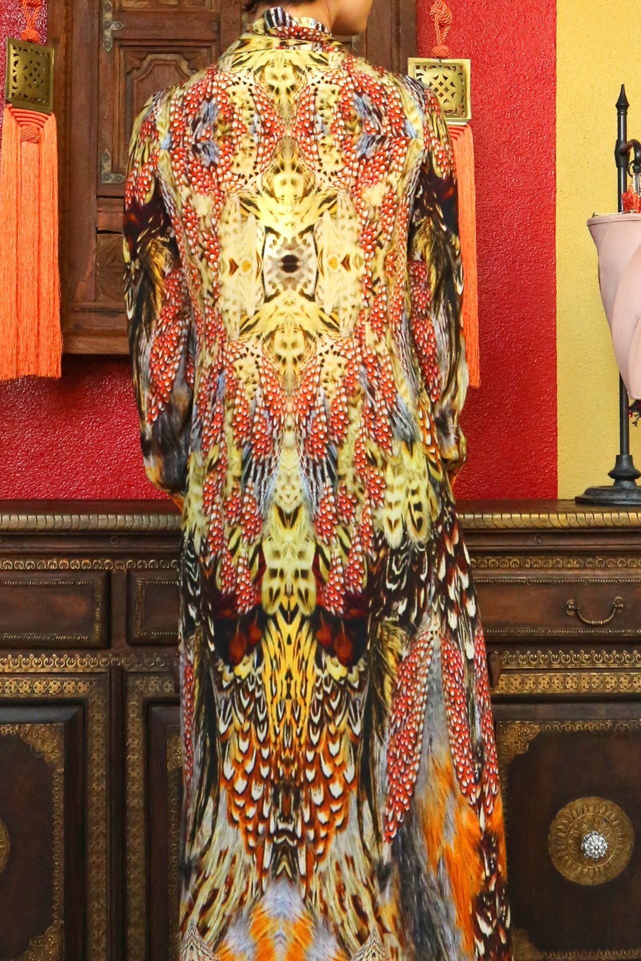 Designer Orange Shirt Dress | Long Button Up Dress | Shahida Parides