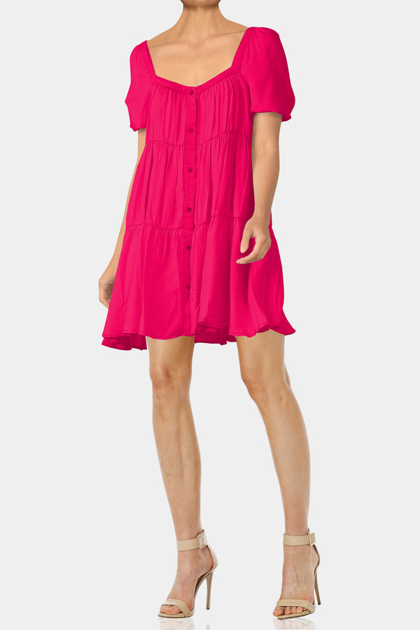 Fuchsia Short Sleeve Dress