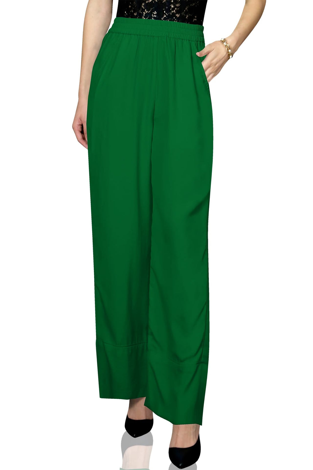 "plazzo pant for women" "straight leg pull on pants" "Kyle X Shahida" "green pants women"