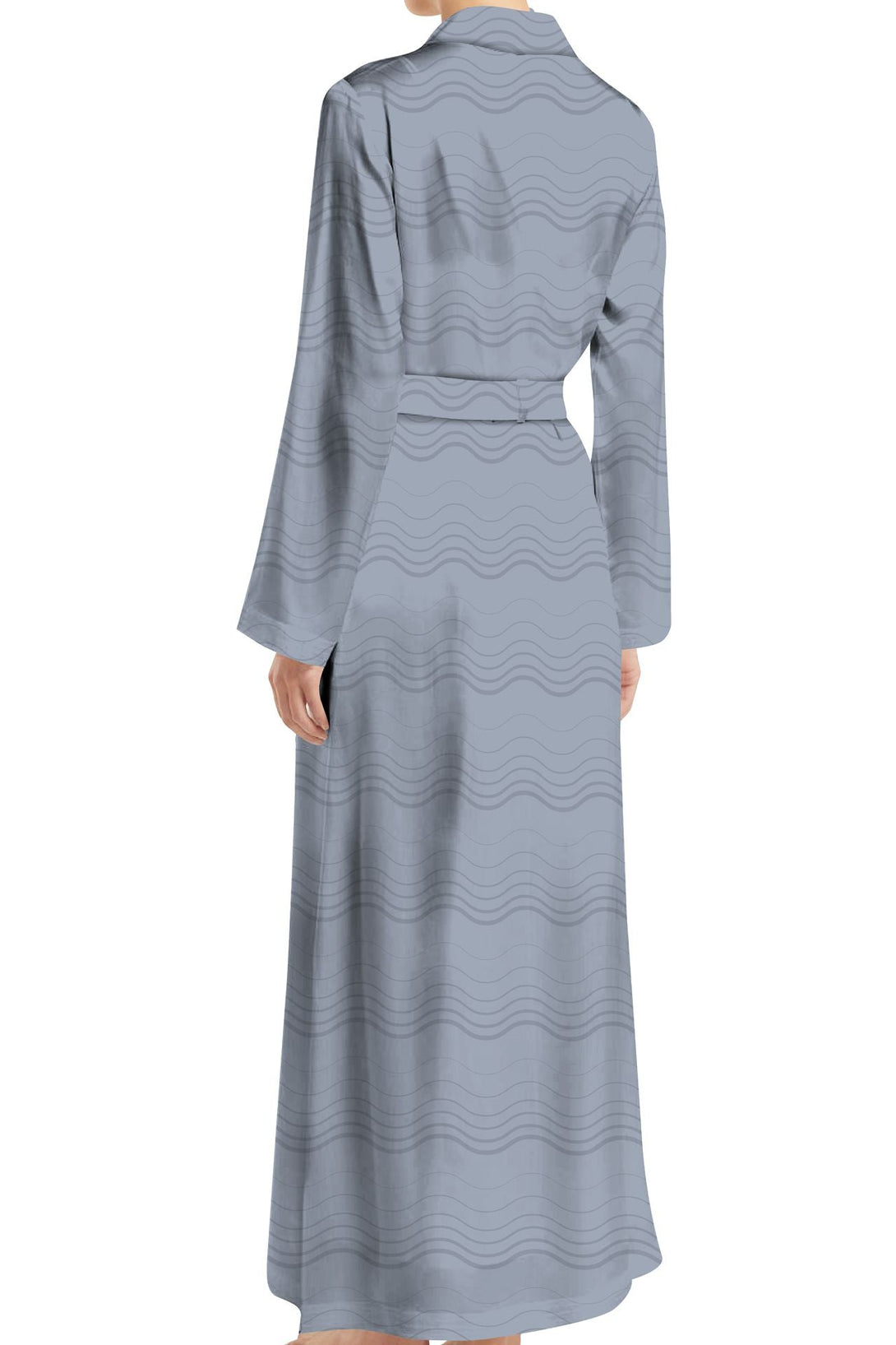 "Kyle X Shahida" "grey long sleeve wrap dress" "full length wrap dress" "grey wrap around dress"