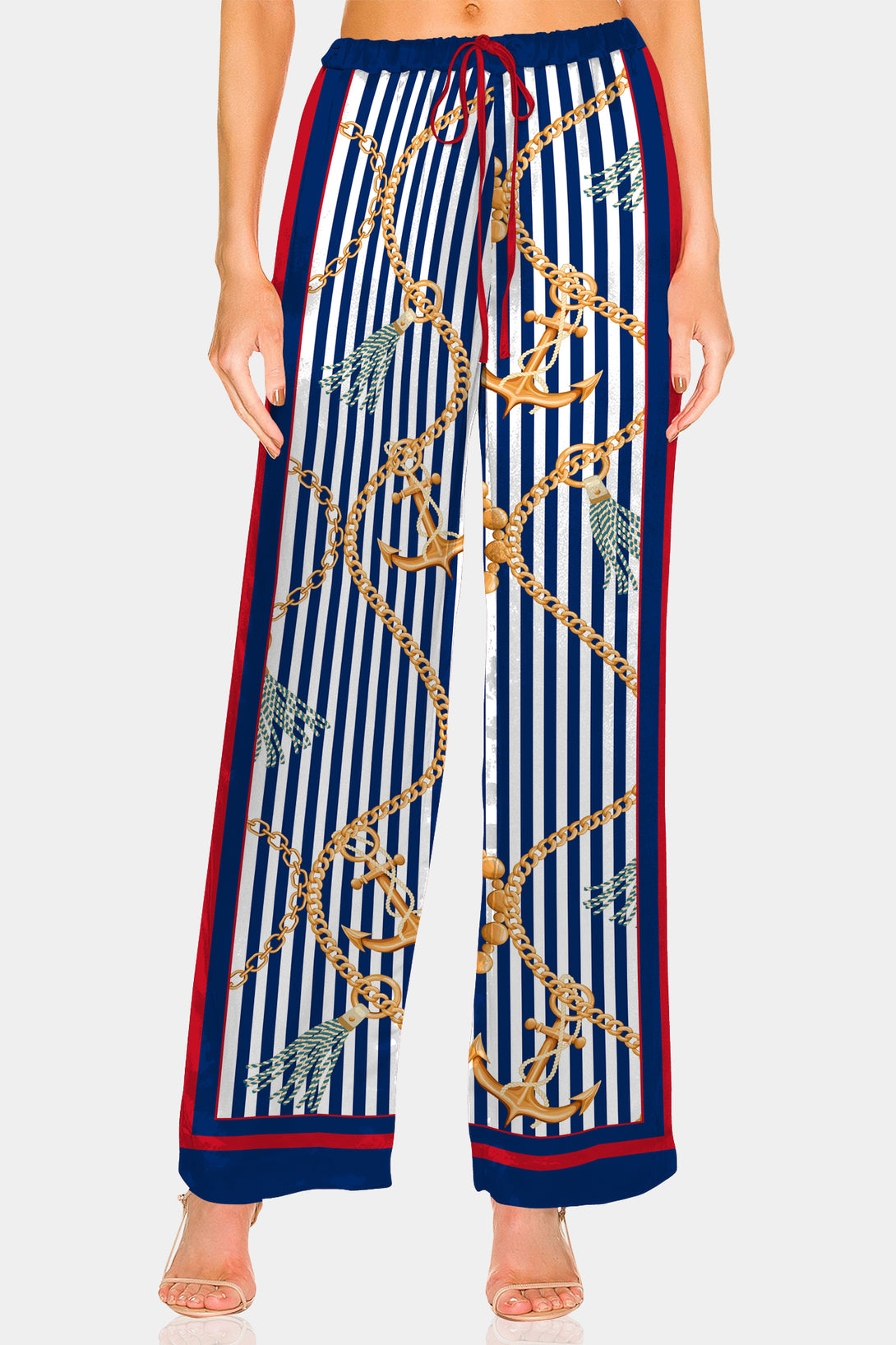 straight leg pull on pants,
plazzo pants, Shahida Parides, Carioca Stripes,