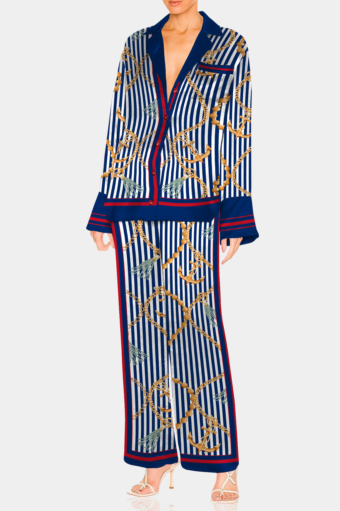 Nautical Stripe , plazzos for women, blue pants, Shahida Parides,