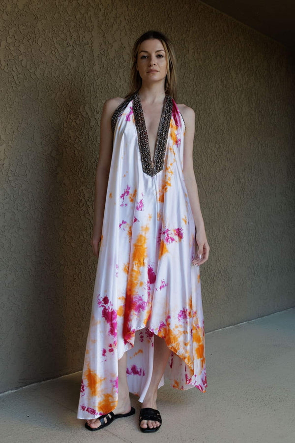 Tie Dye Orange Maxi Dress