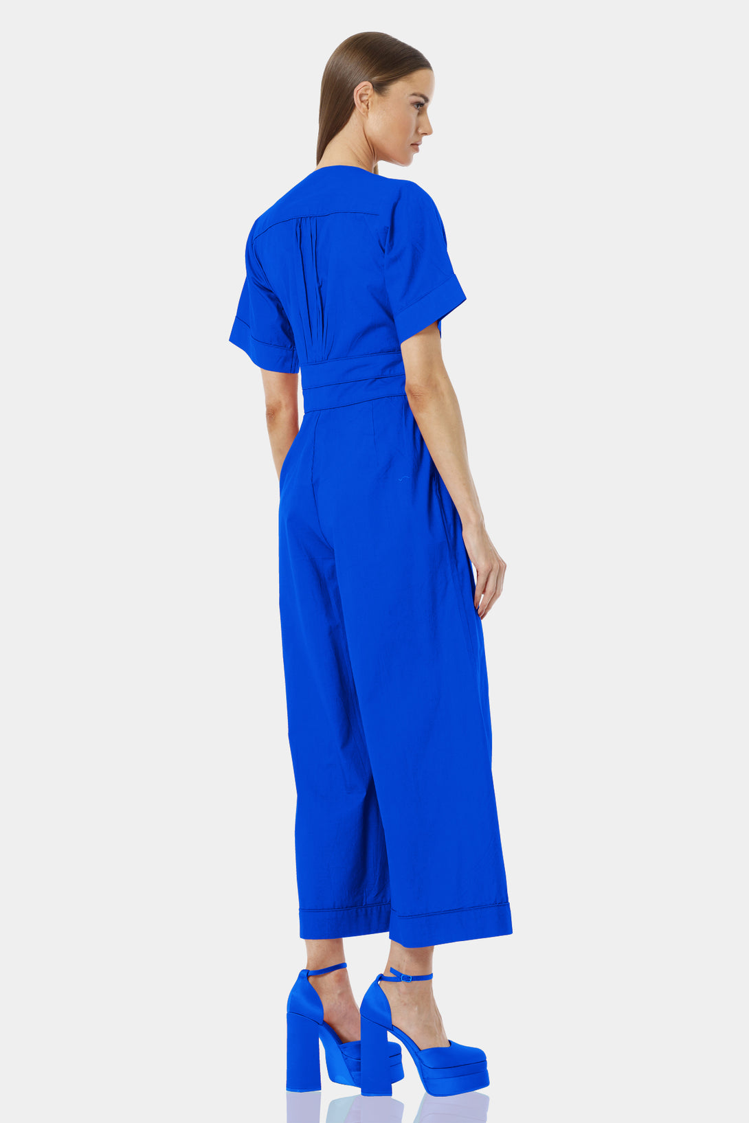 Shahida Parides,
short sleeve jumpsuit,
navy blue jumpsuit,
wide leg jumpsuit with pockets,