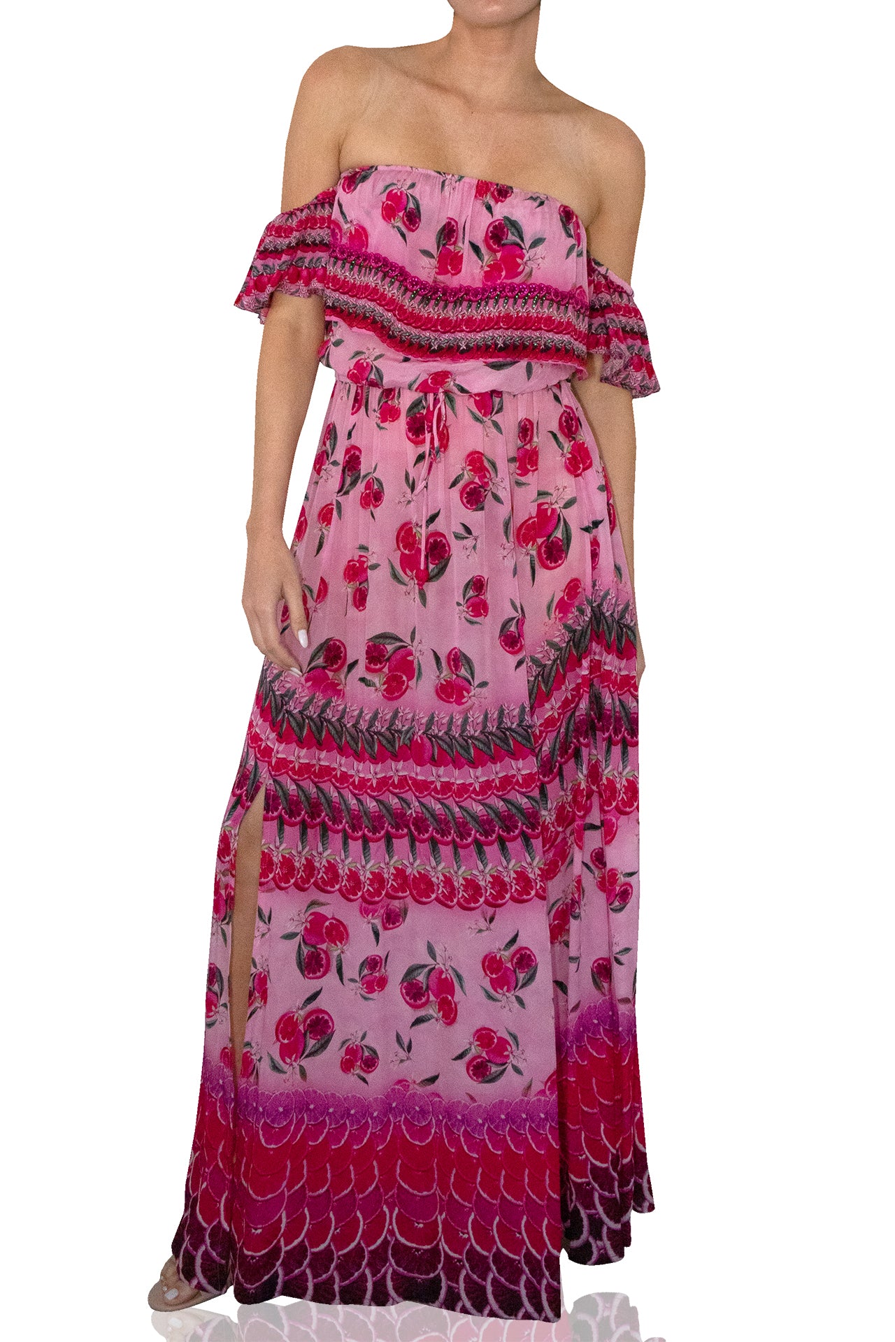 Designer Fuchsia Dress | Long Maxi Dress For Women | Shahida Parides