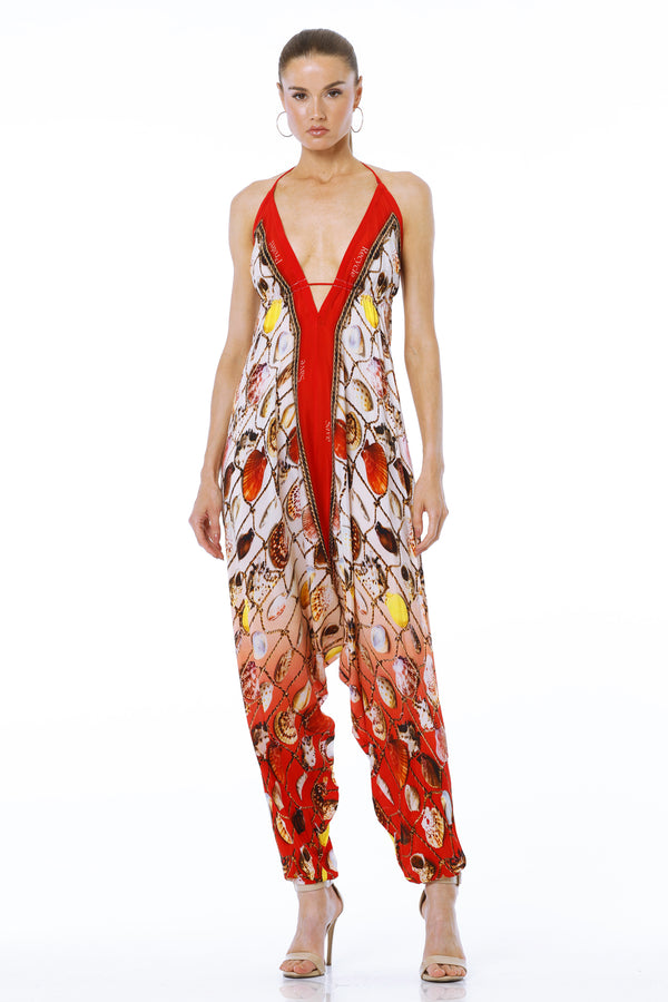 v neck harem jumpsuit,
sleeveless harem jumpsuit,
printed harem jumpsuit,
Shahida Parides,