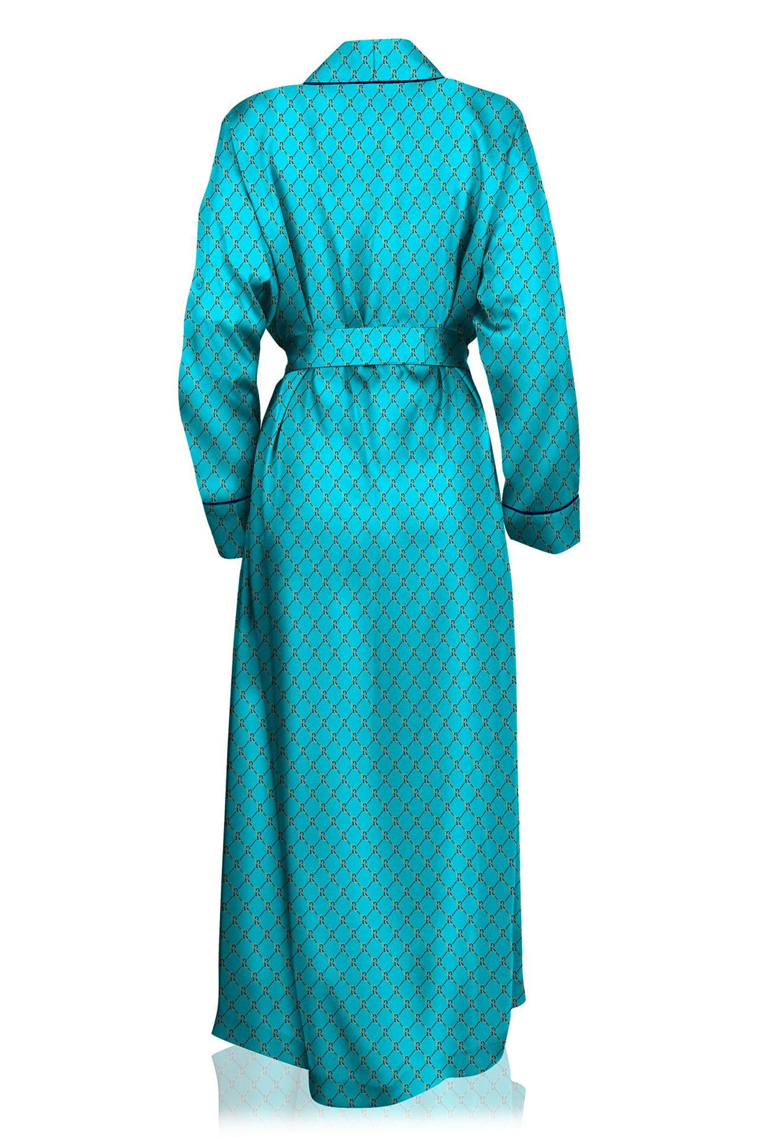 "Kyle X Shahida" "womens long silk robe" "silk kimono for women" "silk robe blue"