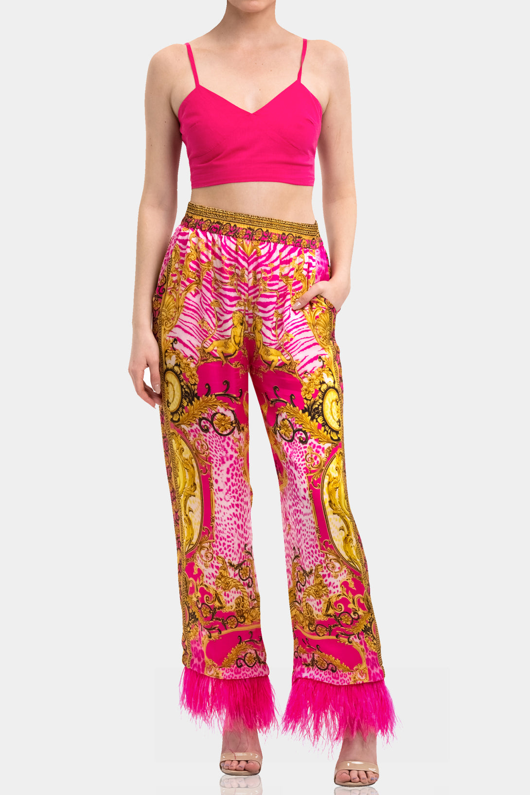 Shahida Parides,
pink two piece set,
hot pink two piece set,
pink 2 piece set,