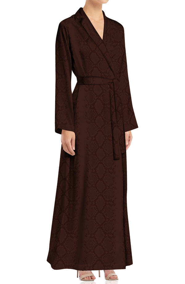 Brown Long Sleeve Wrap Dress