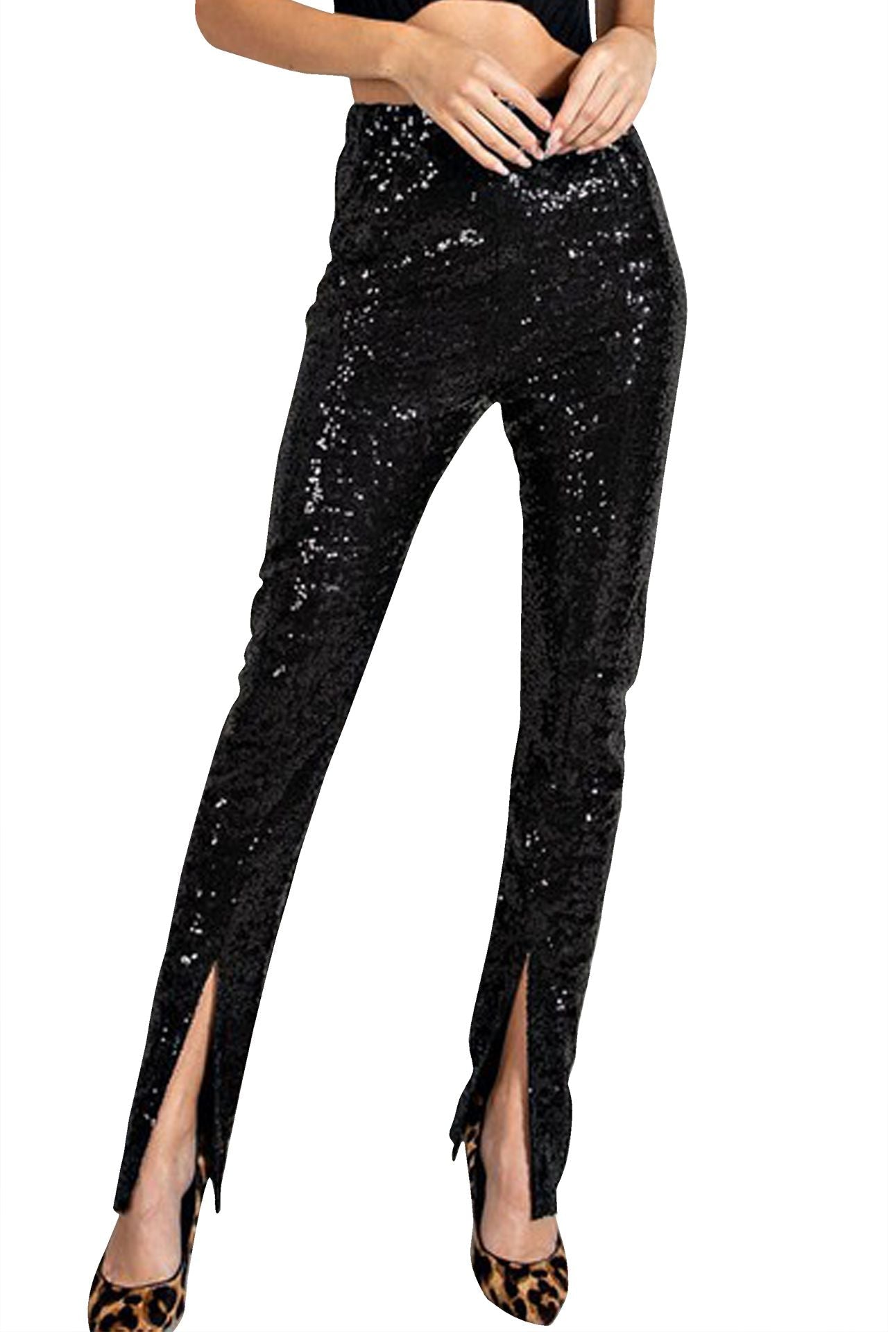 Finding Friday Black Sequin Wide Leg Trousers | New Look